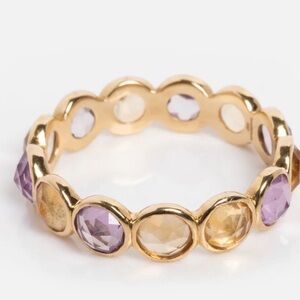 Local Eclectic Family Gold Solid Gold Sunrise Citrine and Alexandrite Band